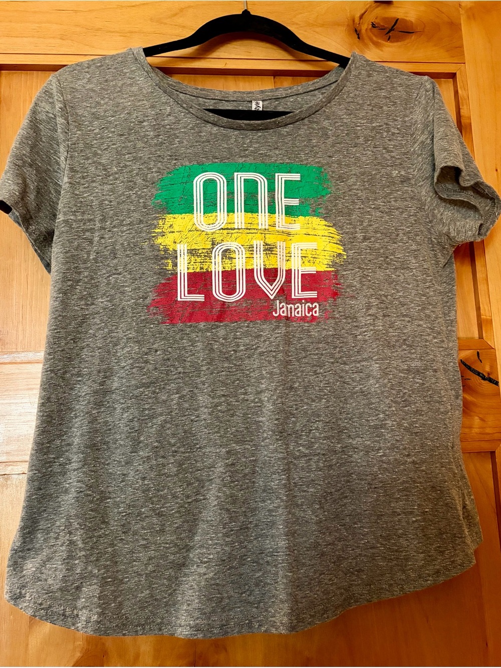 One Love Jamaica Short Sleeve Tee - Gray with Green/Yellow/Red Graphic